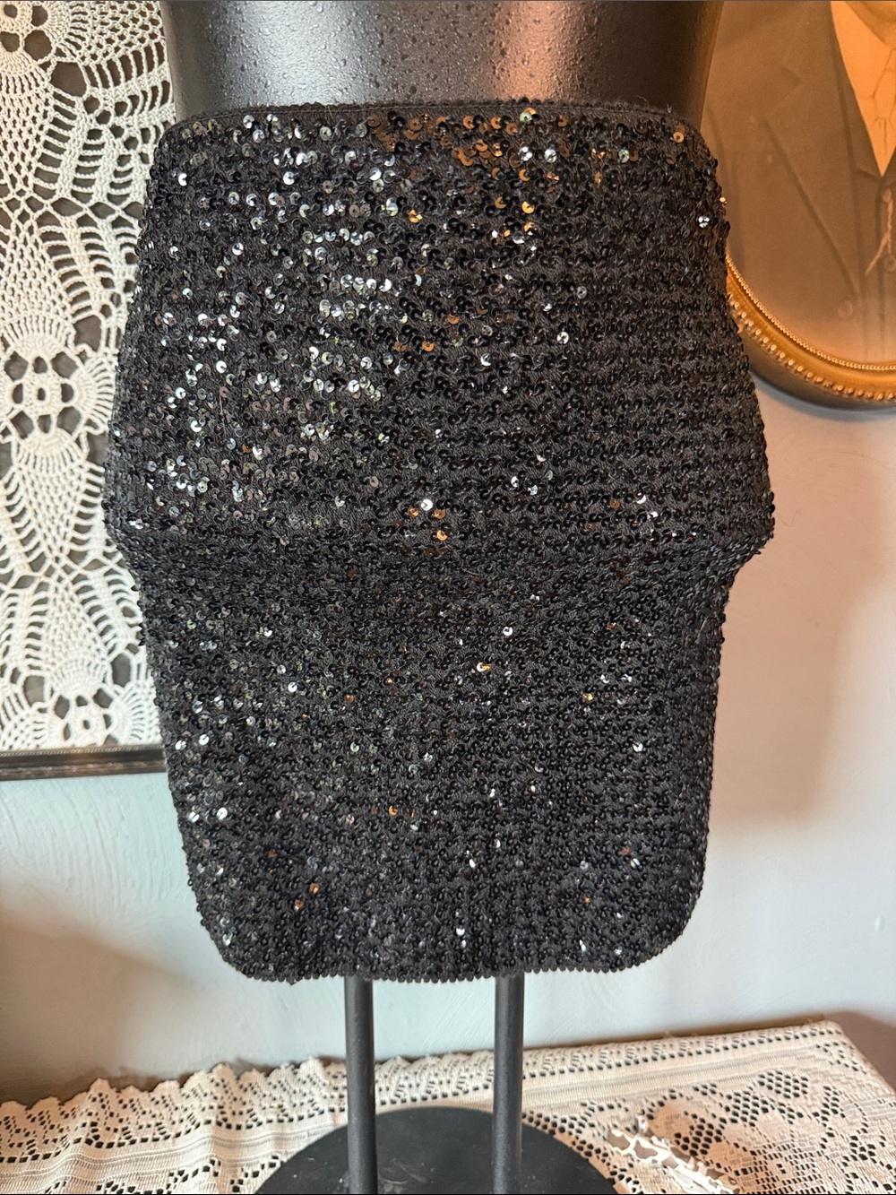 Black Sequin Mini Skirt - Sleek Party Pencil Skirt